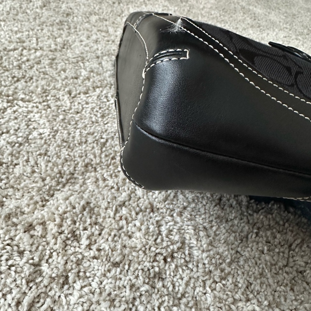 Coach Black Leather Trim Shoulder Bag - Picture 6 of 8